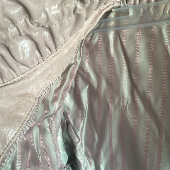 Pink Ruffled Danier Leather Jacket - Picture 5 of 9